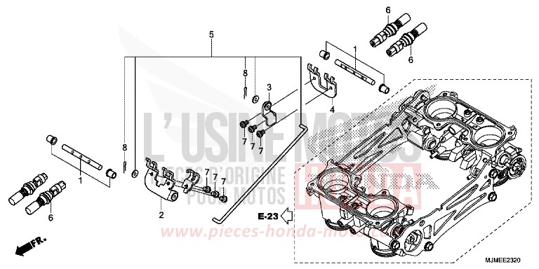 DROSSELKLAPPENGEHAEUSE (EINZELTEILE) von VFR800X „Crossrunner“ PEARL GLARE WHITE (NHB53) von 2015